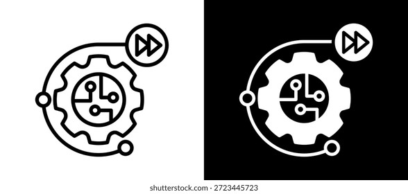 Ai Future Icon whiteblack Vector Illustration