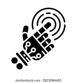 AI and Future technology solid icon. Gesture control symbol. Interact and control electronic devices using physical movements of the human body, hands, or fingers.