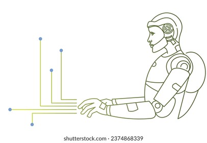 AI and the Future of Work Artificial intelligence Icon Vector line art illustration