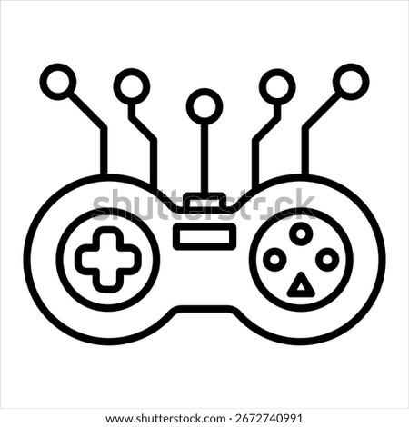 Ai Gaming Outline Icon Vector Illustration