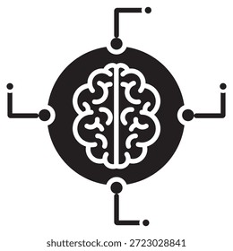 AI Gear Brain Icon, , Núcleo de Inteligencia Artificial, Neural Tech Brain, Mente de Máquina Inteligente, Vector