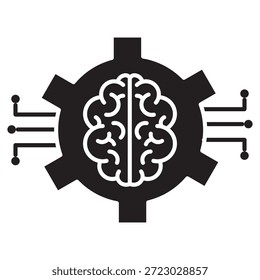 AI Gear Brain Icon, , Núcleo de Inteligencia Artificial, Neural Tech Brain, Mente de Máquina Inteligente, Vector