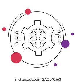 AI Gear Brain Icon, , Núcleo de Inteligencia Artificial, Neural Tech Brain, Mente de Máquina Inteligente, Vector