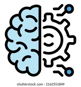 Ai gear brain icon outline vector. Network machine. Science human