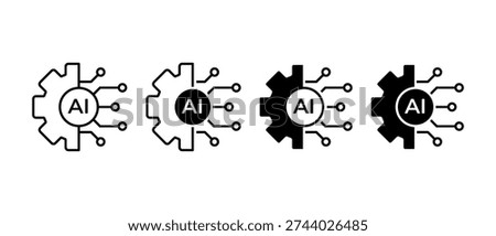 AI Gear Circuit Vector Icon Artificial Intelligence Cogwheel Symbol