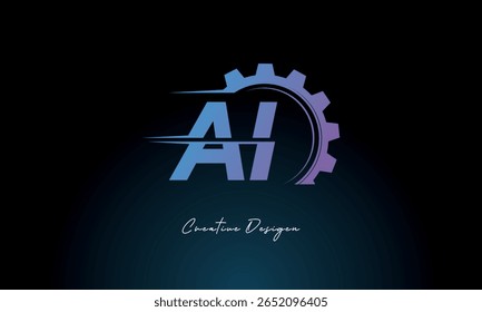 AI Gear Fusion Logo – Industrial Tech-Inspired Letter mark Futuristic Industrial Letter Mark Design for Technology and Engineering Brands.