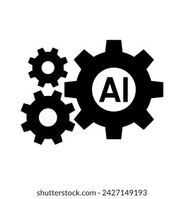 AI gear icon, Cogwheel engineering technological concept, Digital technology, Vector illustration