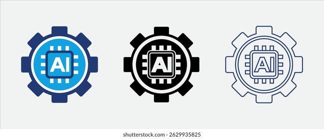 Icono de engranaje AI para Configuraciones de tecnología inteligente