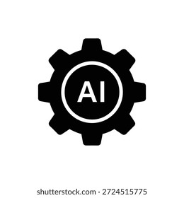 Icono del proceso del engranaje de la IA que muestra el engranaje con el texto de la inteligencia artificial