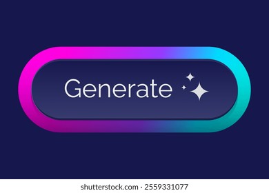 Ai generate button. 3d buttons bar neumorphic ux ui interface design, artificial intelligence sign logotype future technology command prompt online application vector illustration original artwork