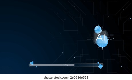ai generate button bar frame with chip and circuit background. modern glass morphism, trendy, futuristic gradient artificial intelligence shape vector illustration