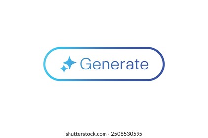 AI Generate Button. Vector Button for AI Generator App. AI Icon for websites. Artificial intelligence and Machine learning technology concept. Chat with AI. UI UX design, Vector illustration.