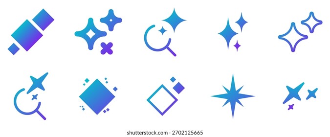 AI Generate Content.  Generative AI Logo. Generate Icon. Star Sparkle Shine. Vector Icon