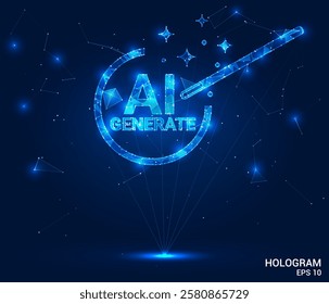 AI Generate hologram. AI Generate is made of polygons, triangles, dots, and lines. AI Generate is a low-poly compound structure. Technology concept vector.