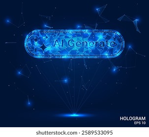AI Generate hologram. AI Generate is made of polygons, triangles, dots, and lines. AI Generate is a low-poly compound structure. Technology concept vector.