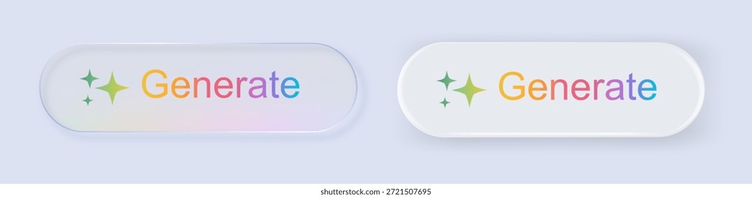 Botão do ícone AI Gerar. Gere ideias tecnológicas a partir do aprendizado de máquina. Botão Gerativo. Elementos UX da interface do usuário. Vetor