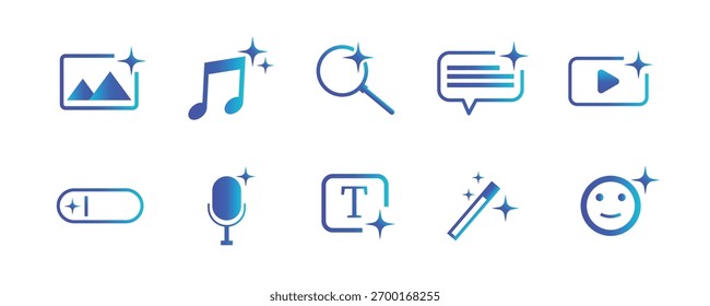 AI gerar conjunto de ícones, inteligência artificial logotipo estrela