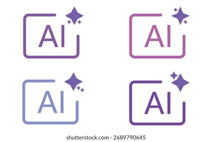 AI Generate Icon Set - Sparkle Star und Square Button Symbole für künstliche Intelligenz Apps und UI Design