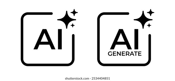 Ai erzeugen Sie Icon-Vektorsatz. AI-Taste, erzeugtes Symbol