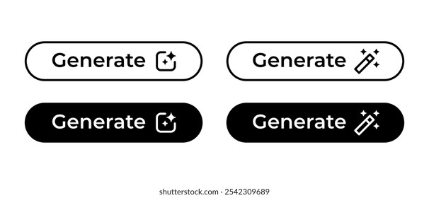 Conjunto de Vectores AI Generar Icon. Botón de inteligencia artificial