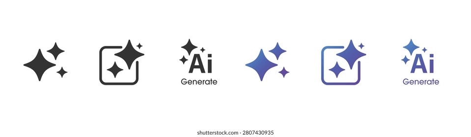 AI Generate Icons Vector Set for Artificial Intelligence Image Creation