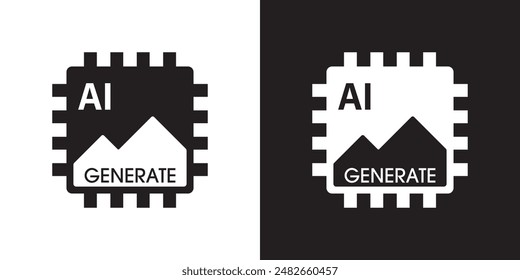 AI generate image icon. Image enhancement, improve quality and generative by Machine learning. AI enters by command prompt to generate ideas. Icon element for apps web. Vector illustration.