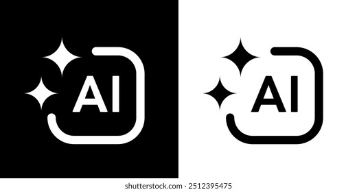 Logotipo de AI Generar, diseño de Vector mínimo moderno del ícono blanco y negro de la inteligencia artificial, para su generador futurista de la Imagen del Sitio web o de la aplicación con AI