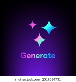 Logotipo de AI Generar, Inteligencia Artificial arco iris colorido Icono de gradiente moderno diseño de Vector de ícono de estrellas minimalista, para su Sitio web futurista o generador de Imagen de aplicaciones con AI