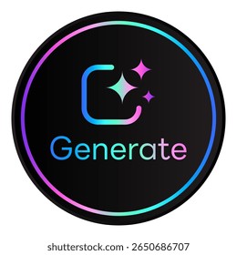AI Gerar logotipo, Inteligência Artificial círculo neon ícone brilhante e cintilante estrelas projeto vetorial, conceito cibernético de inovação para o seu site futurista ou gerador de imagem de aplicativo com AI