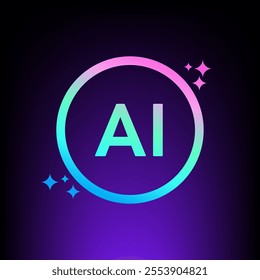 AI Generate logo, Round circle Artificial Intelligence colorful rainbow Gradient icon modern minimal Stars icon vector design , for your futuristic website or application image generator with AI