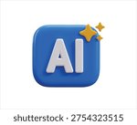 Ai generate symbol 3d render concept of 3d ai button with Ai stars icon tools for generate from the text, large data processing icon for app and web vector illustration