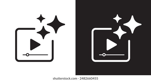 AI generate video icon. Video generative by Machine learning. AI enters by command prompt to generate ideas. Icon element for apps web. Vector illustration.