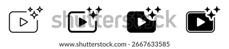 AI generate video icon with sparkle stars symbol , Artificial intelligence sign. Vector ai generated icon logo