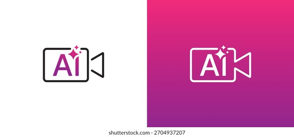 AI gerar logotipo de vídeo. Símbolo de sinal de ícone de inteligência artificial Elemento de Design. Modelo de logotipo de ilustração vetorial