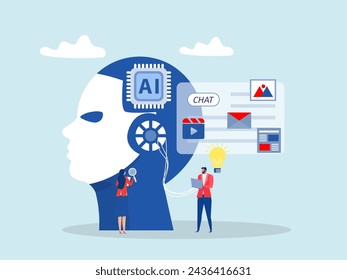 Ai generated or Artificial intelligence concept, AI chip, machine learning, analysis information with lightbulb idea to AI processing chip development innovation concept vector