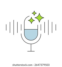 AI Generated Audio Icon. Microphone with sound waves icon. Automated Sound Creation, Voice Synthesis, AI-Powered Audio Tools, Speech Processing, Digital Sound Design. Vector illustration.