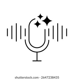 AI Generated Audio Vector icon. Sound Creation, AI Audio Generation, Speech Synthesis, Audio Editing, Digital Sound Design, Automated Music Creation. Outline style.