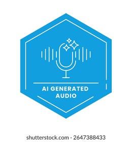 AI Generated Audio Vector Icon. Microphone with Sound Waves. Automated Audio Creation, Voice Synthesis, Digital Sound Design, AI Audio Tools.