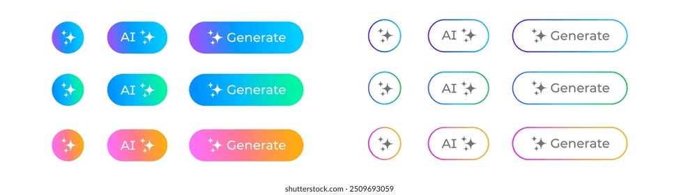 Los Botones generados por la IA para la inteligencia artificial generan App. La inteligencia artificial genera Botones para herramientas de Web o para la generación de IA de iconos de interfaz de usuario de aplicaciones en línea