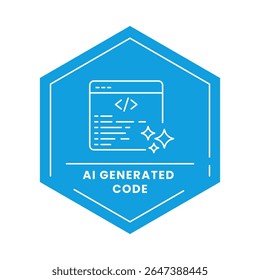 Ícone do vetor de código gerado pelo AI. Colchetes de código com texto. Programação automatizada, geração de código com IA, desenvolvimento inteligente, soluções de software, criação de código digital.