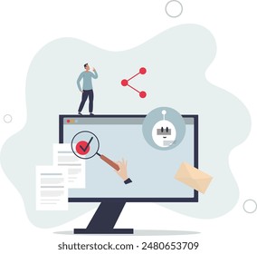 AI generated content .Artificial intelligence creation with automatic machine work .flat illustration.