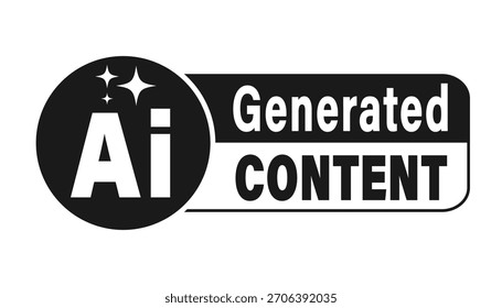 AI generated content . Information sign with the symbol inside a circle and text on the right in black and white. Badge.