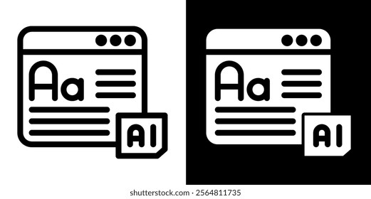 ai generated content line and glyph icon, outline and glyph vector sign, linear and glyph style pictogram isolated on white and black. AI or artificial intelligence Symbol, logo, icon, illustration