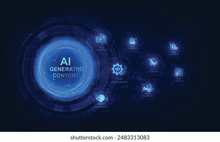 Contenido generado por IA. La red neuronal crea imágenes. La computadora crea Imágenes de arte generativo. AI genera Digital.