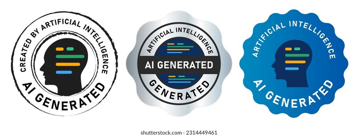 AI Generated emblem stamp label badge of artificial intelligence tag head line of code 