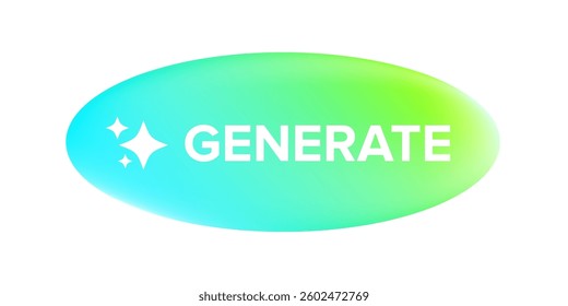 AI generated gradient neon button for artificial intelligence generate app vector design. Artificial intelligence generate button for web application and AI generation online tool UI