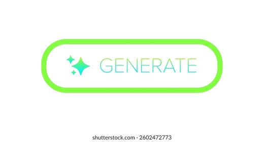 AI generated gradient neon button for artificial intelligence generate app vector design. Artificial intelligence generate button for web application and AI generation online tool UI