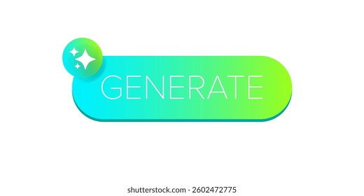 AI generated gradient neon button for artificial intelligence generate app vector design. Artificial intelligence generate button for web application and AI generation online tool UI