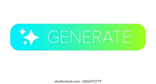 AI generated gradient neon button for artificial intelligence generate app vector design. Artificial intelligence generate button for web application and AI generation online tool UI