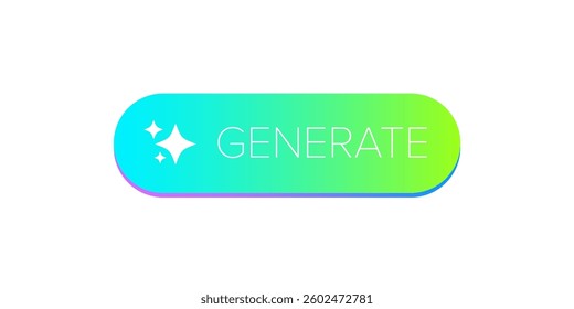 AI generated gradient neon button for artificial intelligence generate app vector design. Artificial intelligence generate button for web application and AI generation online tool UI